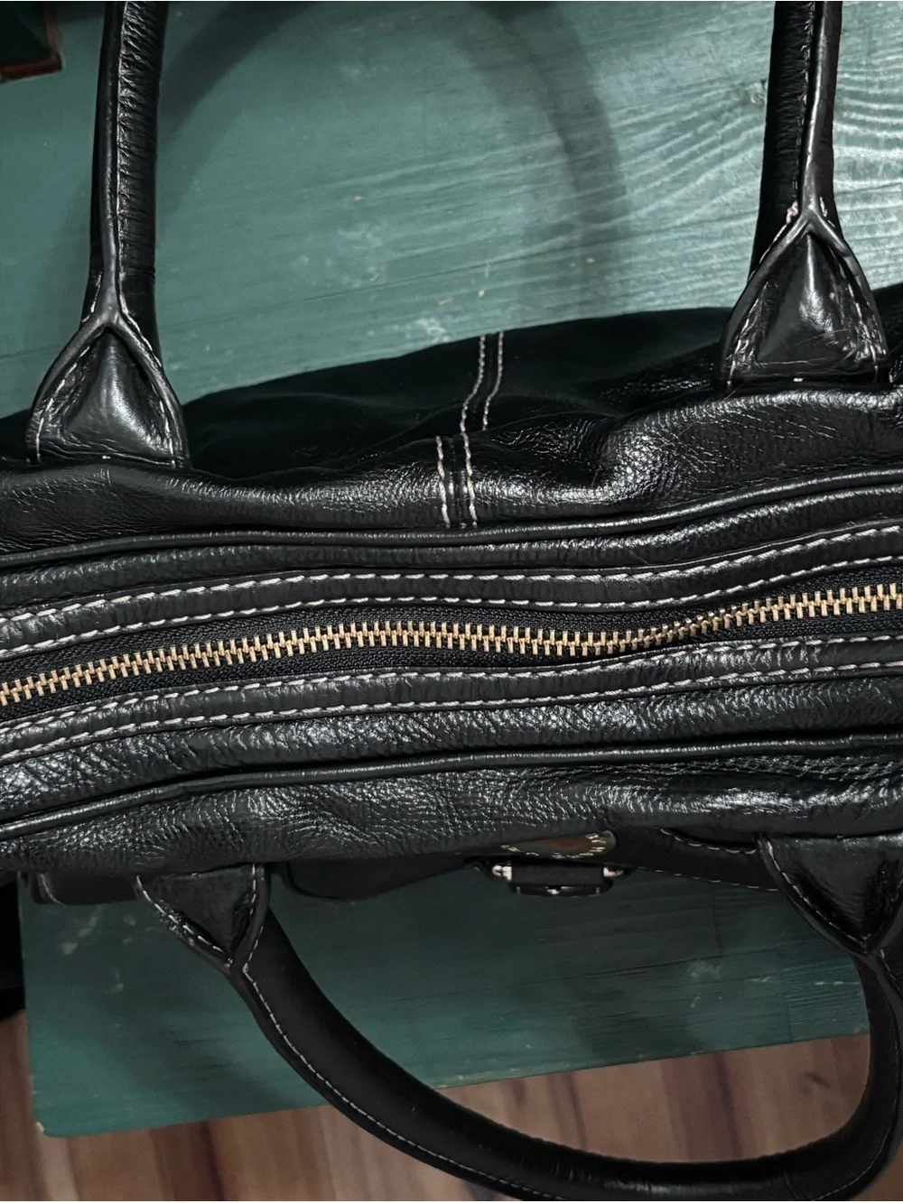Marc by Marc Jacobs vintage Black Pebbled Satchel Zip Buckle Logo Silver HW - Picture 14 of 15